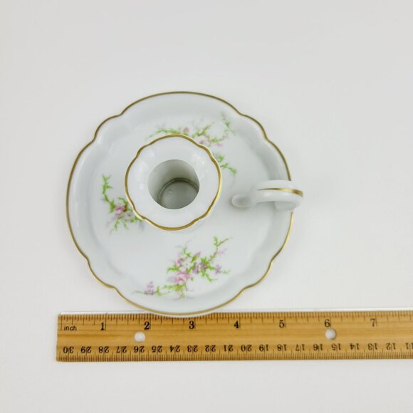 Vintage Haviland France Handled Candle Holder, Rosalinde Pink Floral & Gold Trim - Picture 11 of 11
